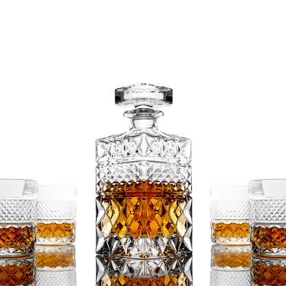 The Whiskey Decanter Gift Set with 4 Glasses