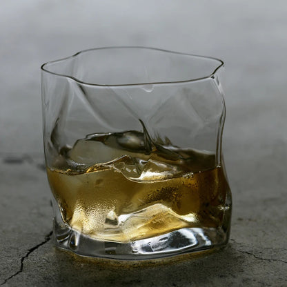 Japanese Crumple Paper Crystal Whiskey Rocks Glass